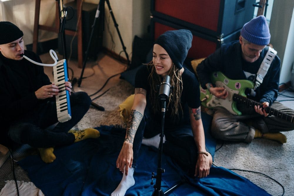 Man In Black T Shirt Playing Electric Guitar 4090203